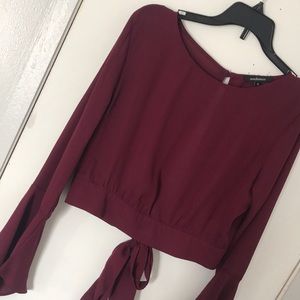 Maroon crop top blouse
